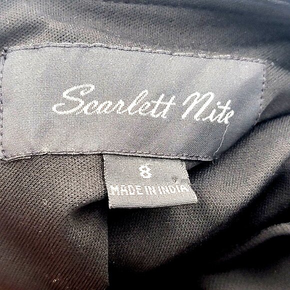 Vintage Searlet Nite  Womens Black Sleeveless Tiered Midi Dress Size 8 - Picture 6 of 11